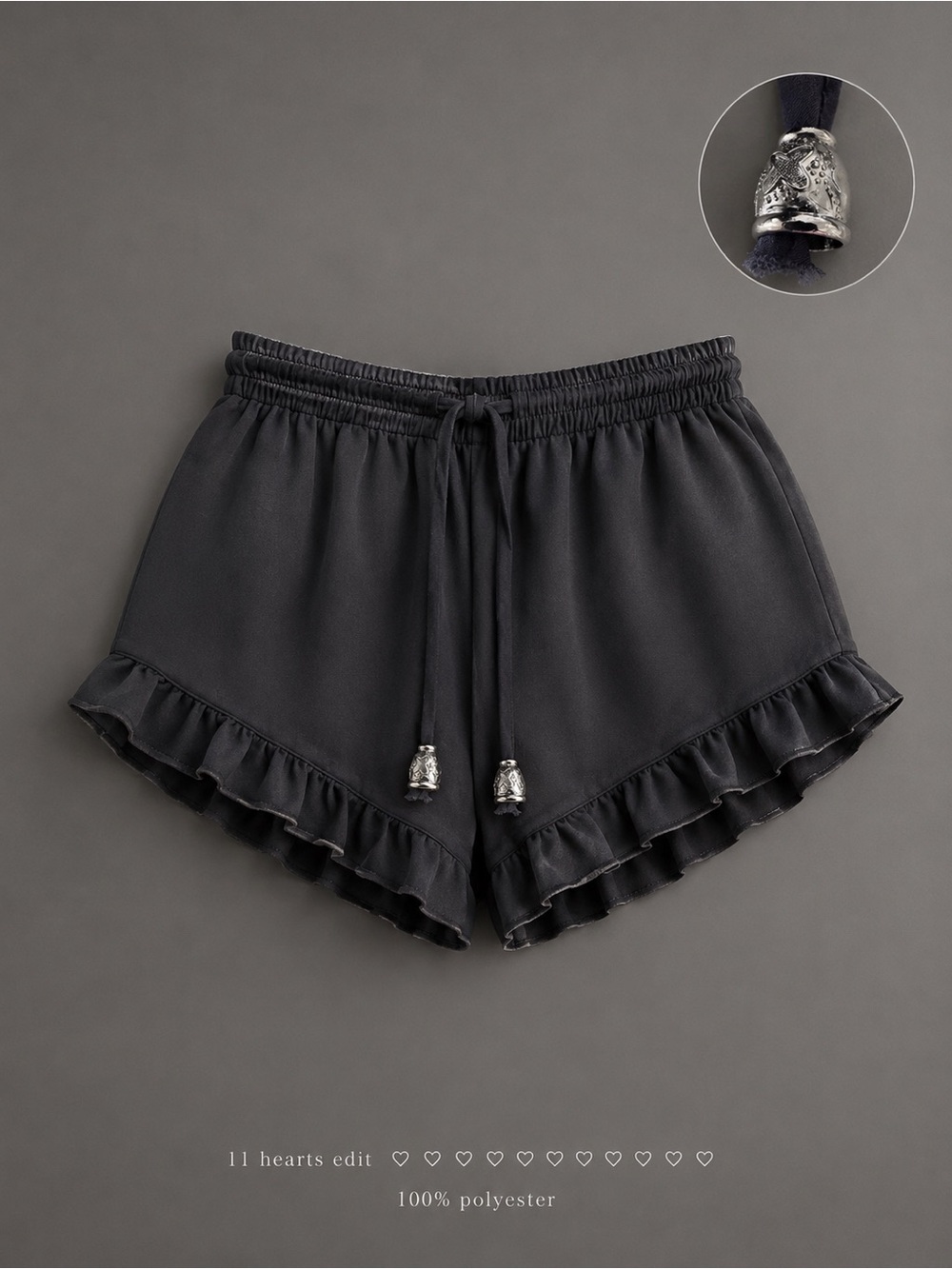 Pol black ruffle shorts w/drawstring Small NWOT boho comfy